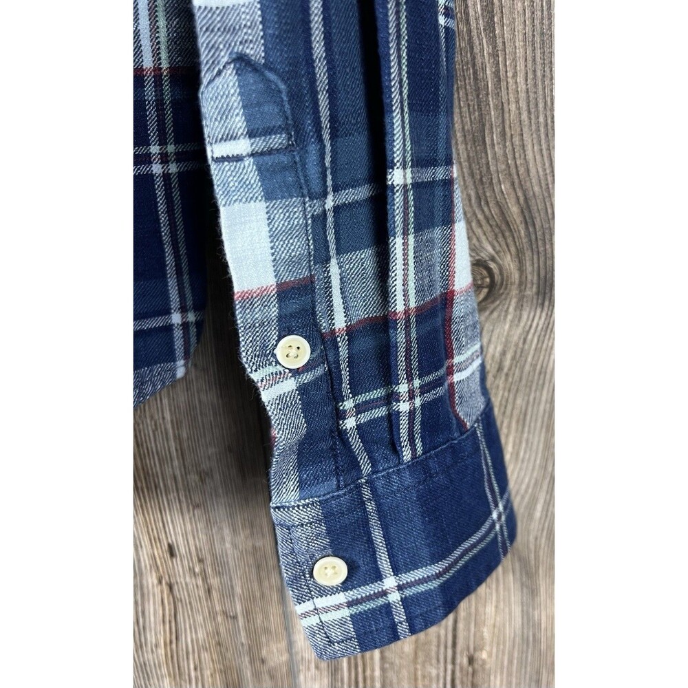 Lucky Brand Mens L Flannel Shirt Blue Plaid Button-Up Western Rustic Cabincore - Picture 5 of 15